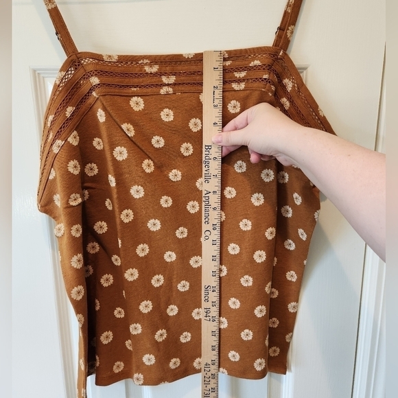Market & Spruce Linen Blend Brown and Cream Floral Tank Size XXL - Picture 4 of 11